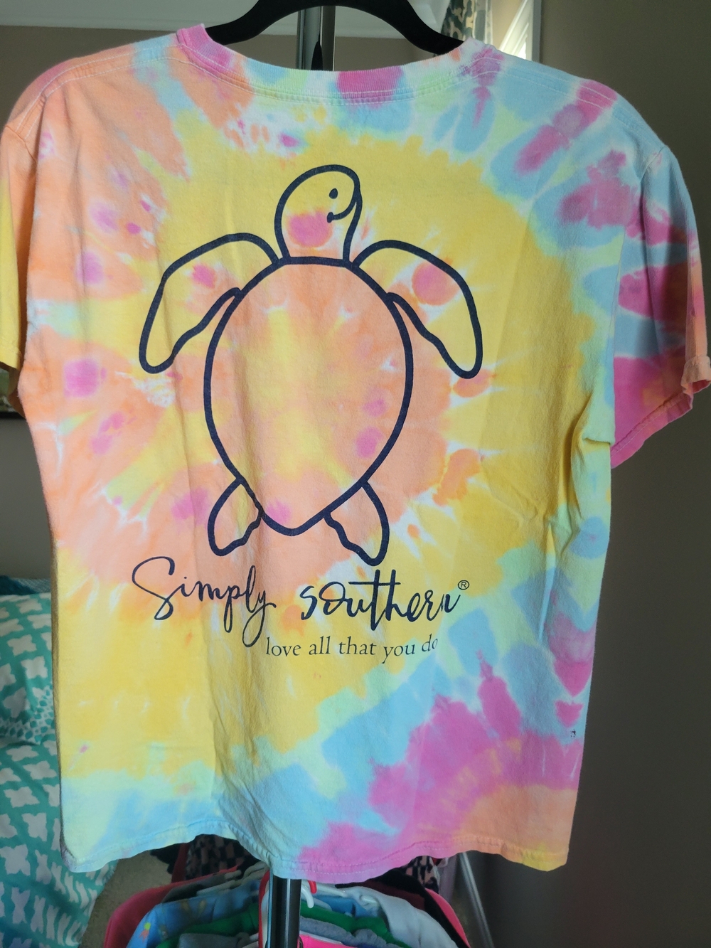 Simply Southern Pastel Tie-Dye Turtle Tee - Yellow Pink Blue